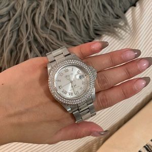 Invicta womens watch with pave surround stainless steel